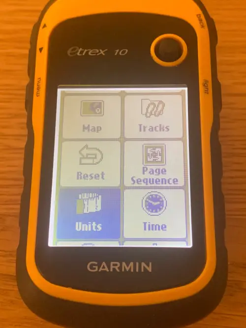 Garmin etrex 10 Units menu option 