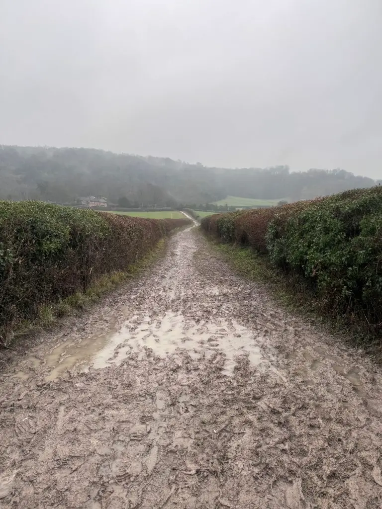 muddy route on the ridgeway